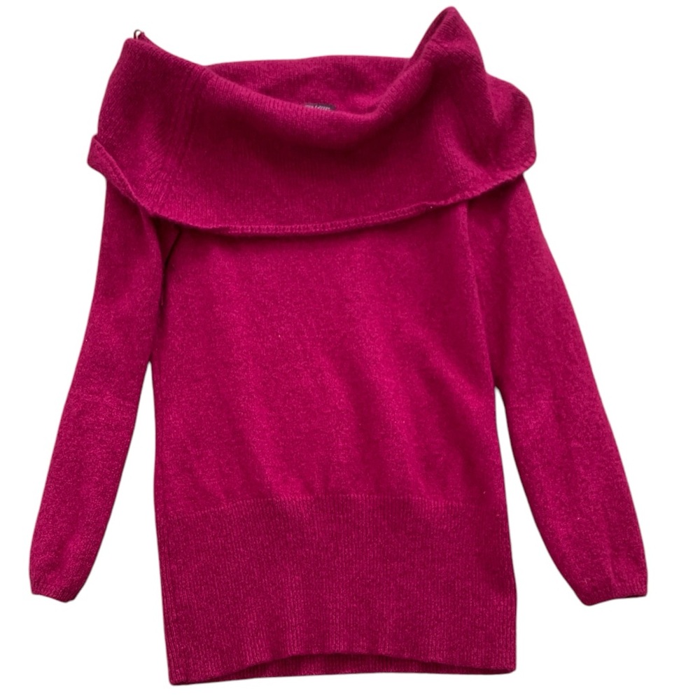 White House Black Market Fuchsia Pink Cowl Neck Pullover Knit Sweater